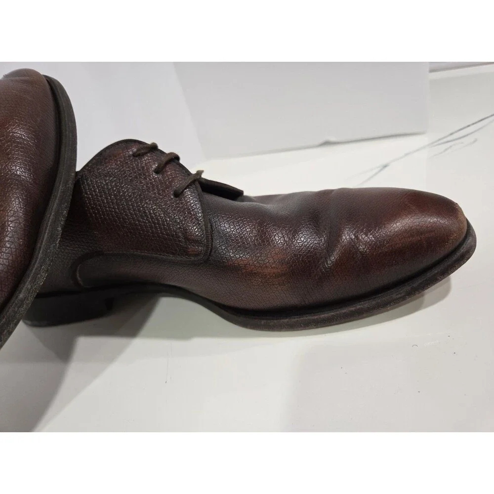 Salvatore Ferragamo Studio Brown Pebbled Leather Oxford Lace-Up Shoes 9 SB7